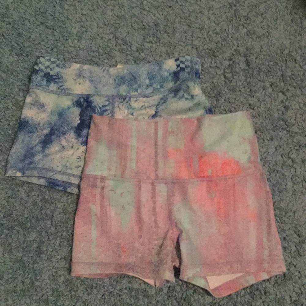 Iviva splatter pant shorts blue and pink